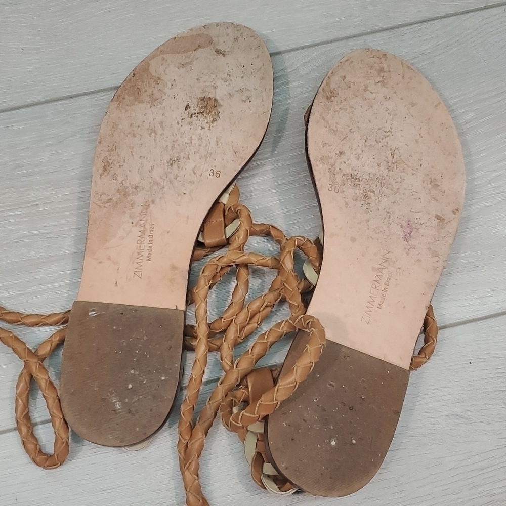 Zimmermann Womens Link Weave Tie Leather Gladiator Flats Sandals sz 36 US 5.5 - Picture 12 of 15